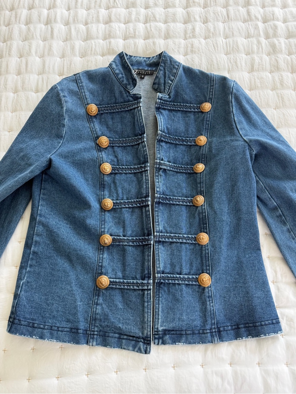 Collection By Cezele Military-Style Denim Jacket with Gold Buttons - Picture 3 of 8